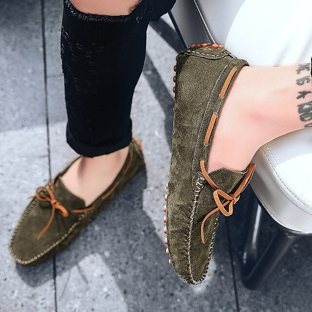 Loafers Suede Driving Men's Slip-On with Flexible Shoes: