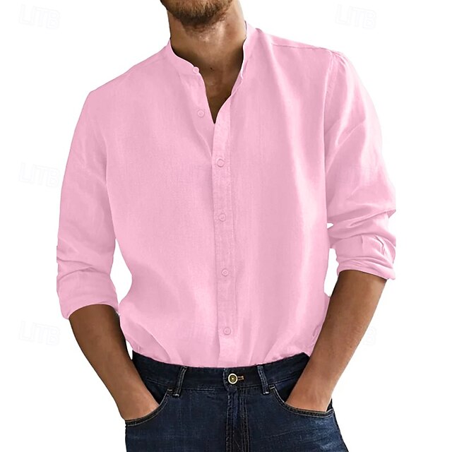 Shirt Men's Collar Beach Summer Wear Band