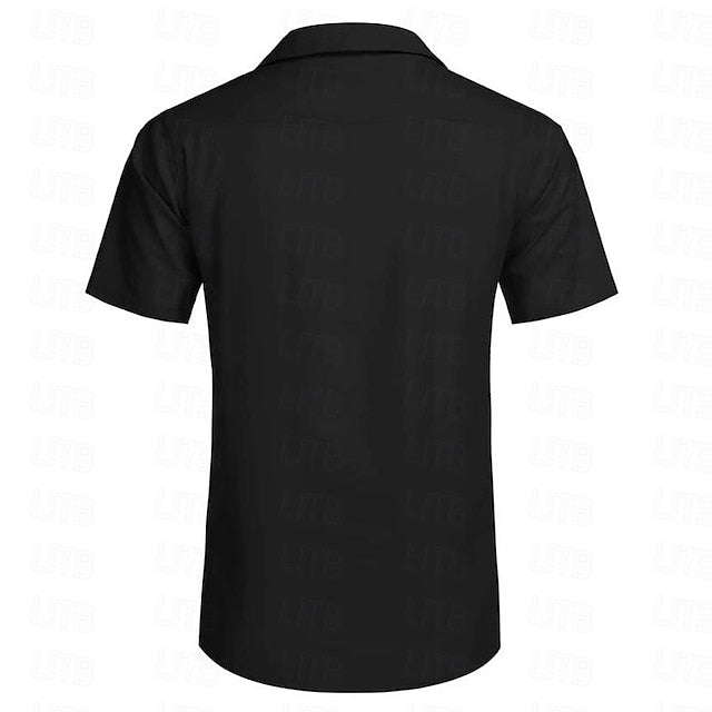 Men's Shirt Summer Black Button Wear Beach Up