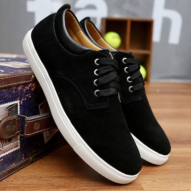 Brown Low-Top Men's Casual Suede Retro Lace-Up – Sneakers