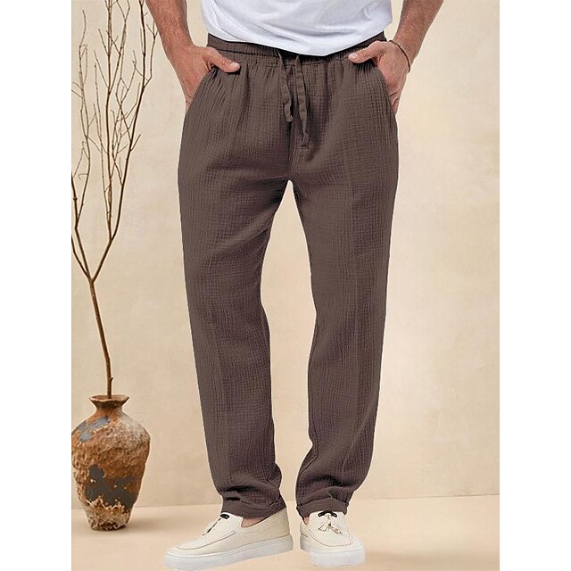 Seersucker Shorts Men's Trousers Beach Pants Casual