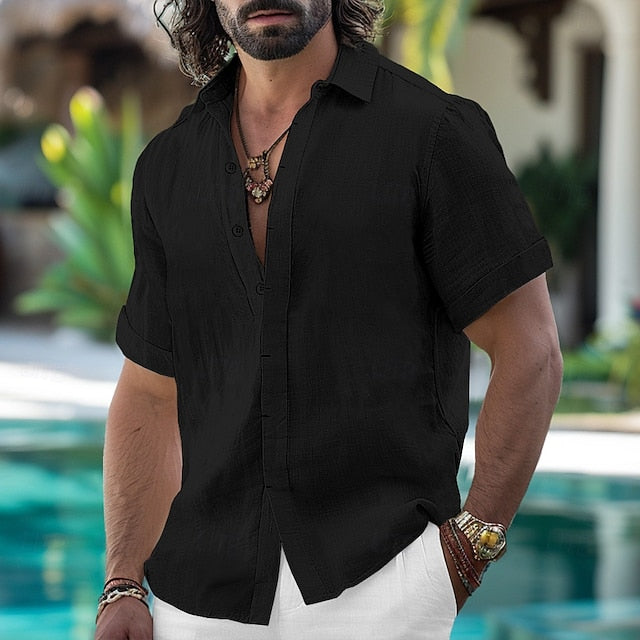 Down Linen Button Shirt Summer Men's