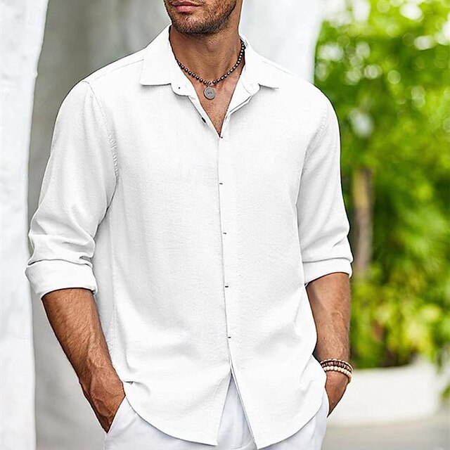 Button Up Beach Casual Shirt Summer Men's
