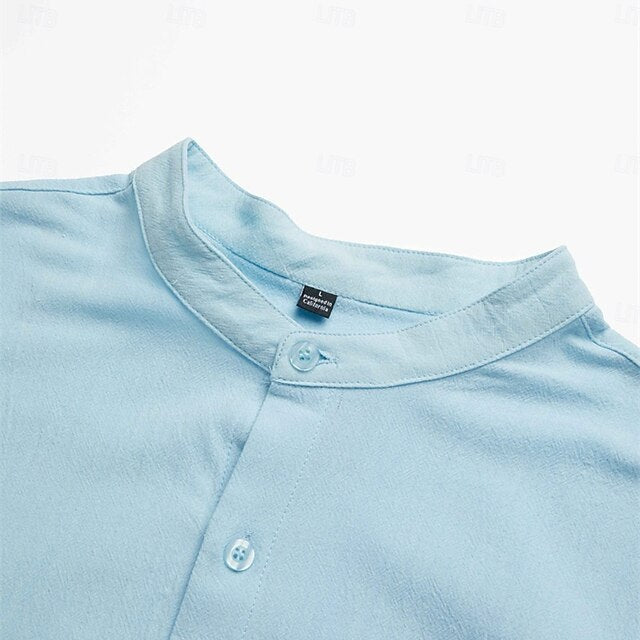 Up Summer Wear Button Shirt Plain Beach Men's