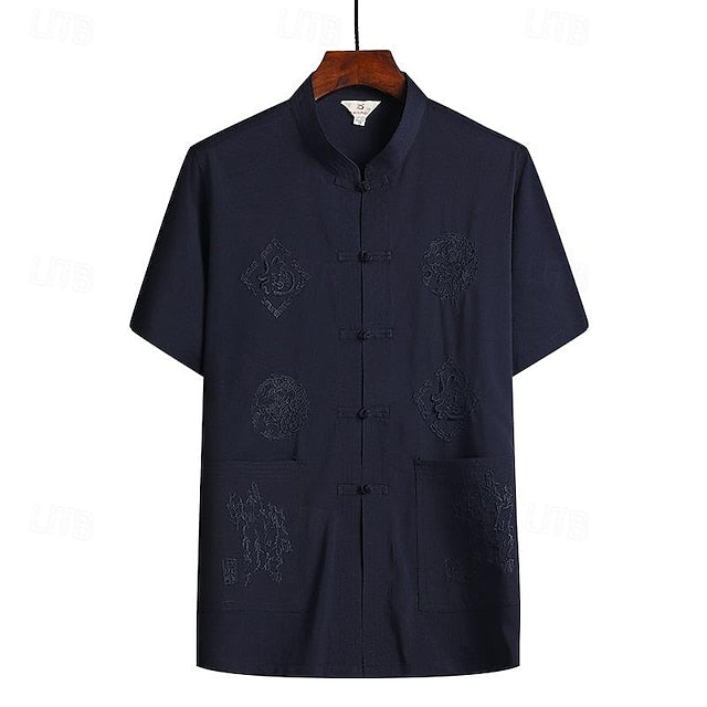 Shirt Collar Mandarin Chinese Men's