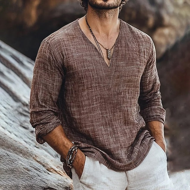 Popover Beach Men's Summer Linen Shirt