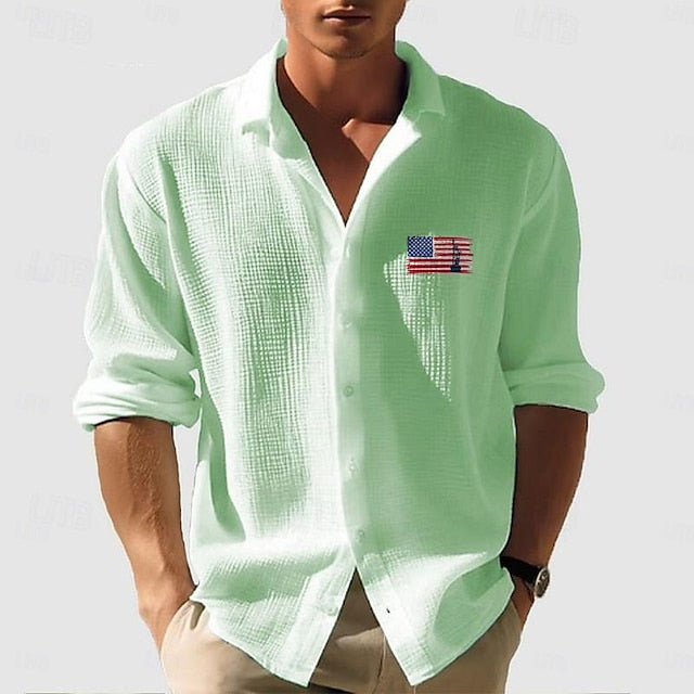 Button Summer Casual Beach Men's Up Shirt