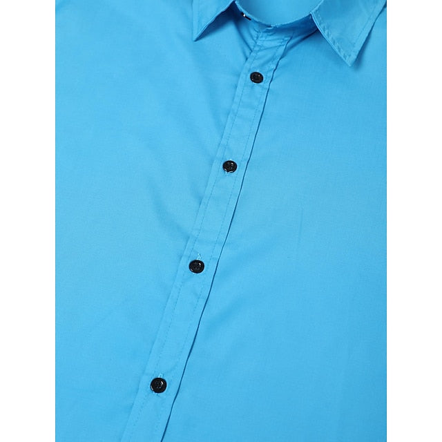 Casual Summer Black Shirt Up Men's Button