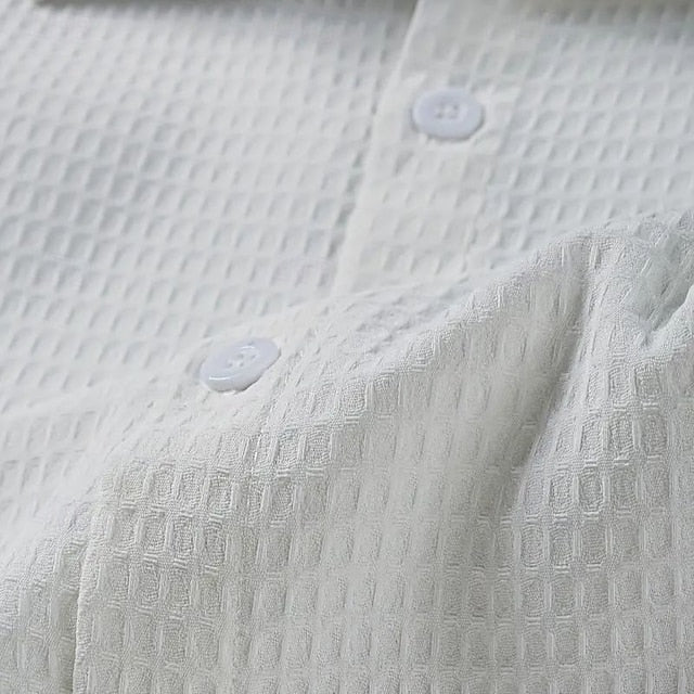 Men's Summer Knit Casual Shirt Waffle