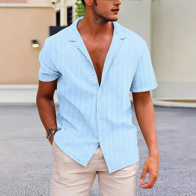 Men's Beach Summer Casual Up Shirt Button