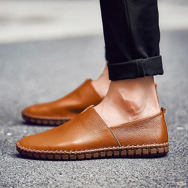 Cowhide Leather Premium Green Loafers Men's with – Metal