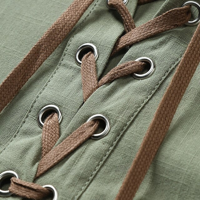 Beach Linen Shirt Summer Plain Men's