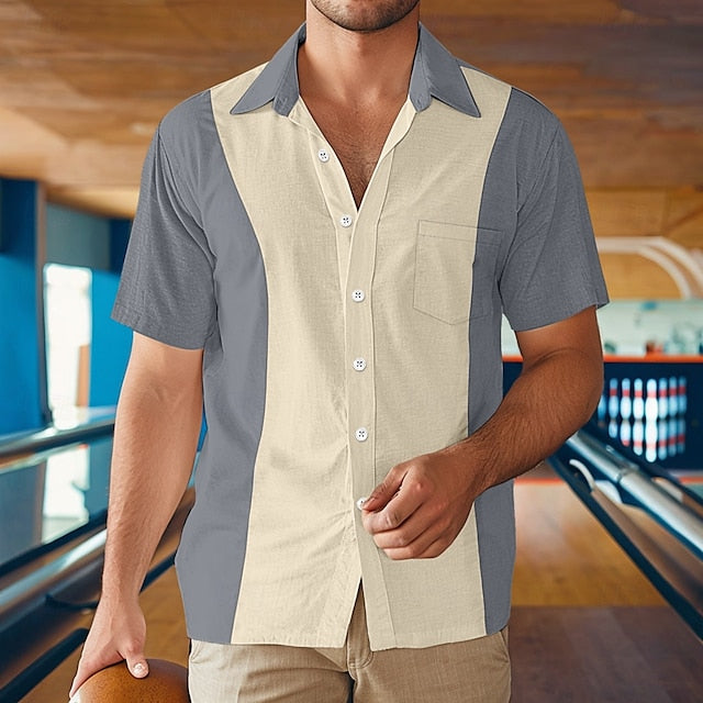 Bowling Men's Summer Button Shirt Casual