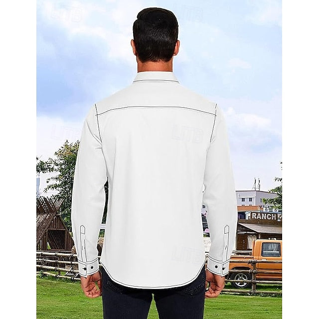 Up Summer Button Men's Shirt Beach Casual
