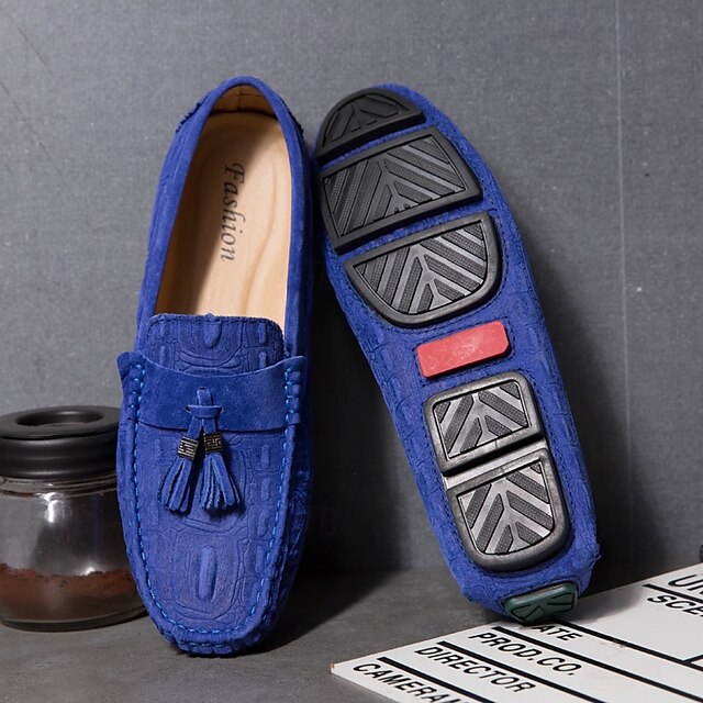 Tassel Men's and Faux with Loafers Brown Suede Detail