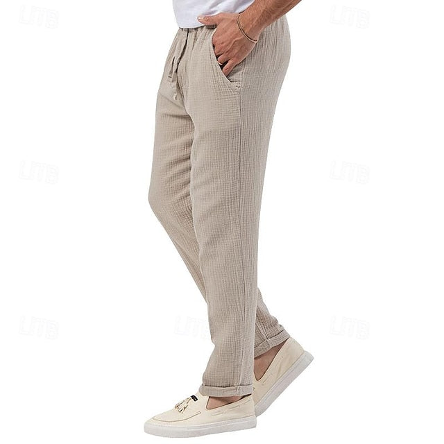 Seersucker Shorts Men's Trousers Beach Pants Casual