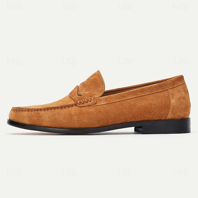 Leather Slip-On Penny Classic Men's Loafers – Tan Suede