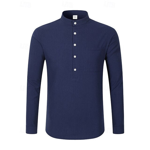 Linen Men's Shirt Casual Popover Cotton