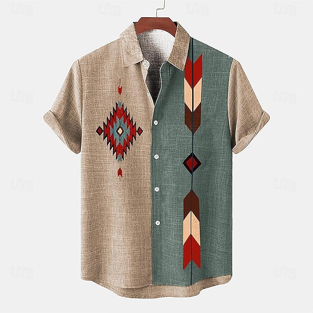 Shirts Vintage Retro Ethnic Men's Linen Shirt