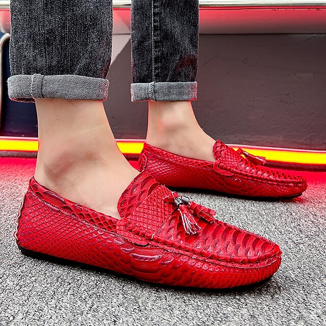 – Printed Loafers Casual White Men's Lightweight Slip-On