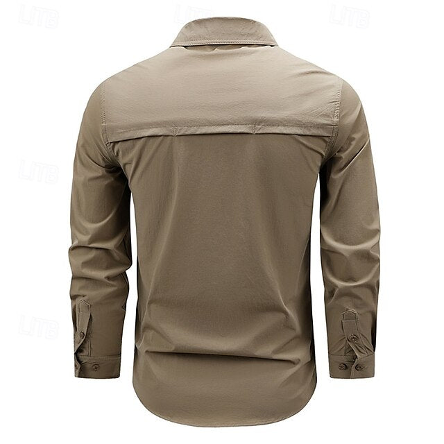Up Casual Summer Cargo Shirt Men's Button