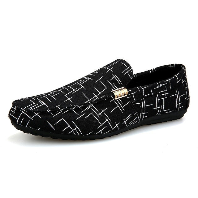 – Printed Loafers Casual White Men's Lightweight Slip-On