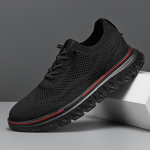 Breathable Men's Sneakers – Lightweight Knit Lace-Up