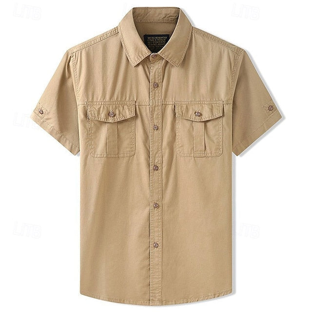 Shirt Cargo Up Button Men's Summer Casual
