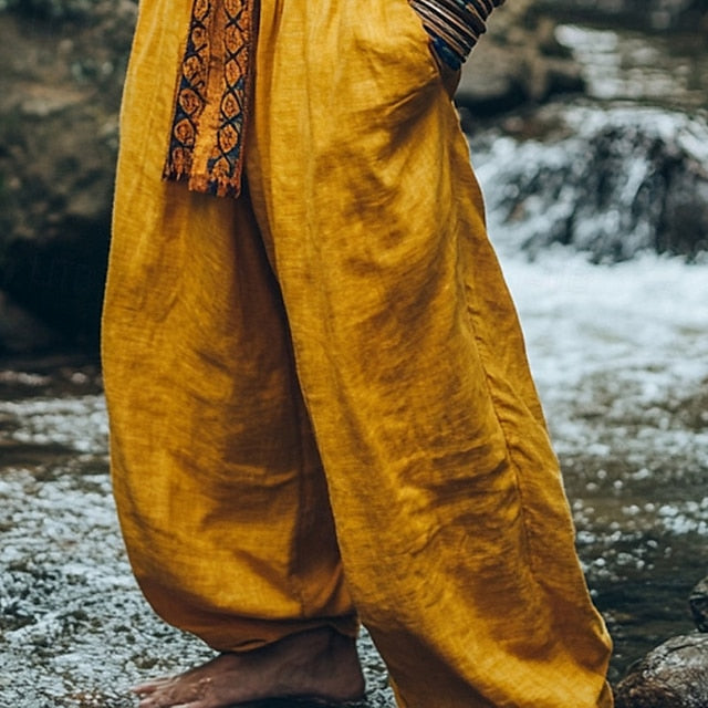 Men's Pants Baggy Pocket Color Summer Pants Bloomers Block