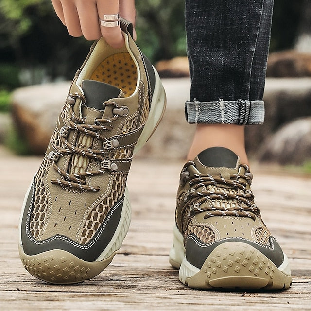 Outdoor Trail Running Sneakers Hiking Men's Durable - Khaki