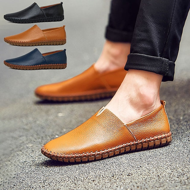 Leather Men's Loafers Slip-On