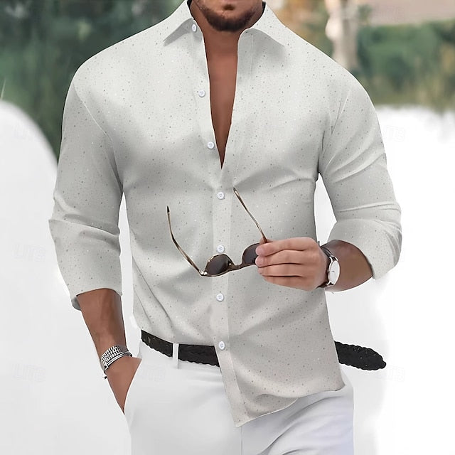 Men's Shirt Button Casual Up Black Summer