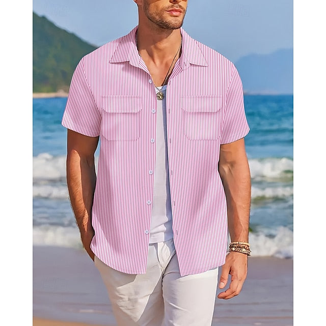 Up Summer Button Men's Shirt Beach Casual