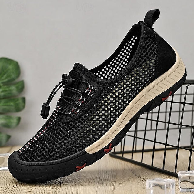 Men’s Shoes Outdoor Lace Walking Breathable with Elastic Mesh