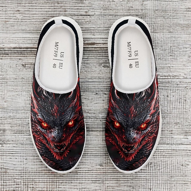 Men's Dragon with Slip-On Red Print – Sneakers