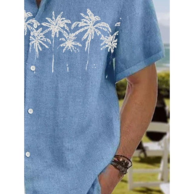 Beach Hawaiian Men's Linen Shirt Summer