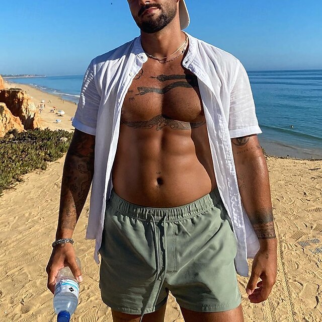 Button Shirt Beach Summer Casual Men's Up
