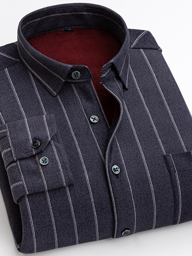 Men's Shacket / Vacation Striped Plaid Round Chevron