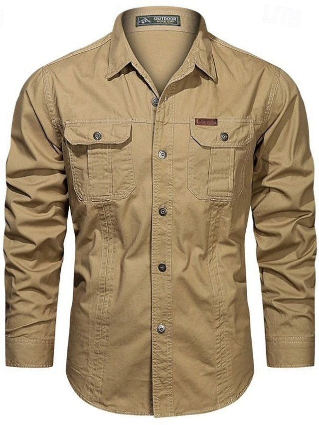 Men's Navy Blue Work Cargo Shirts Workwear Shirt