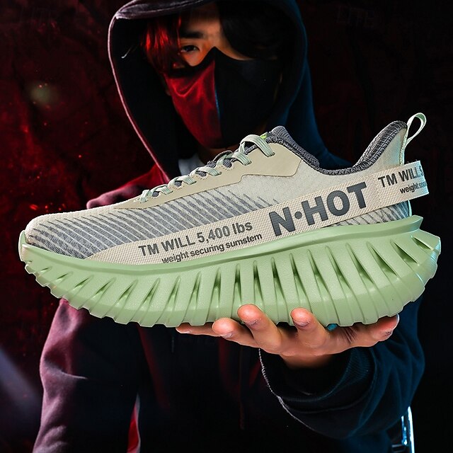 Beige Green and with Light Sneakers Running Men's