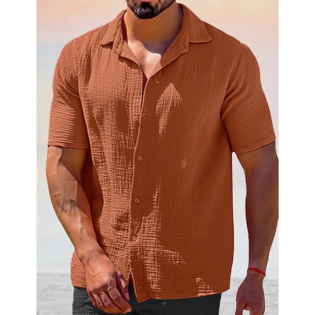 Up Summer Shirt Casual Beach Button Men's