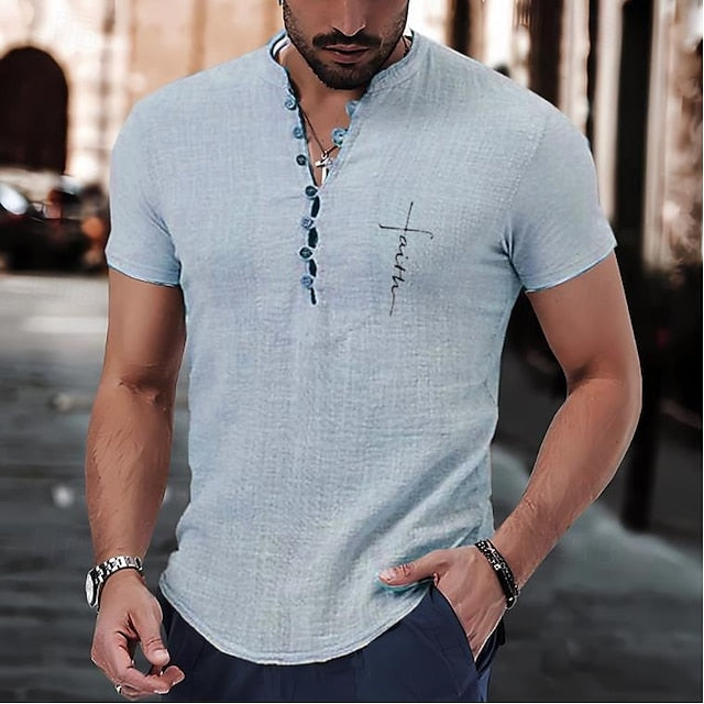 Up Men's Shirt Beach Summer Button Casual