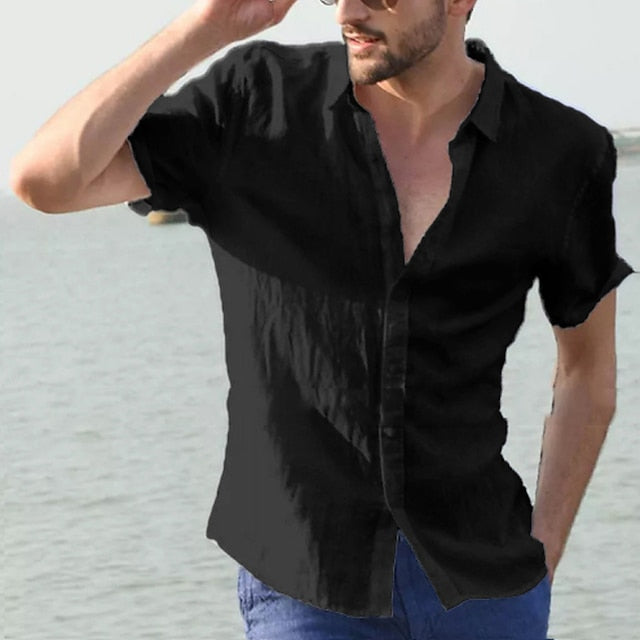 Summer Up Linen Wear Shirt Button Men's Beach