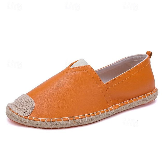 Slip-On Chic Style with Espadrilles: Leather Women's Orange