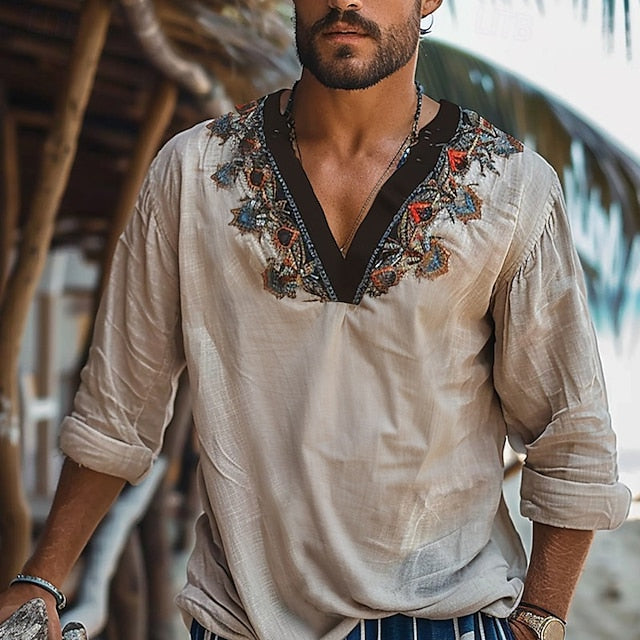 Summer Beach Button Men's Wear Up Shirt Linen