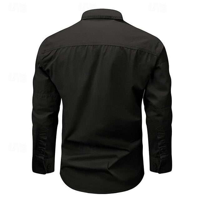 Button Men's Casual Workwear Work Shirts Shirt