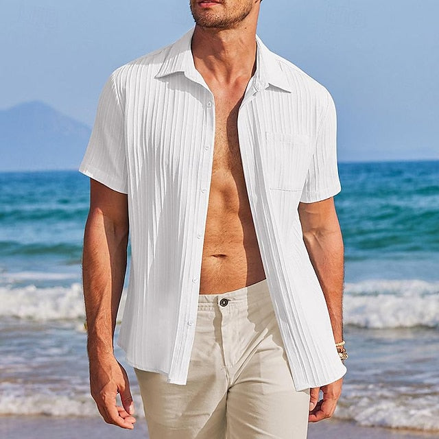 Casual Shirt Up Men's Button Summer Beach