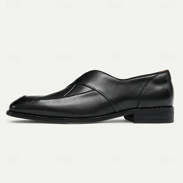 Loafers Men's Slip-On Strap - Cross Handmade Gray Leather