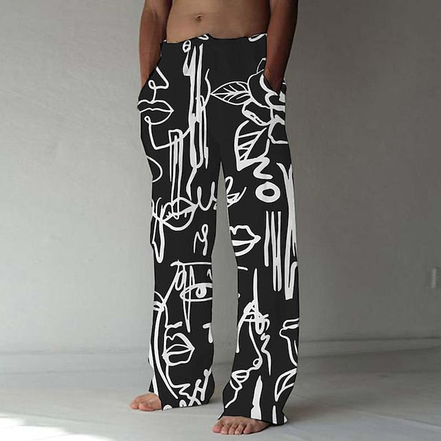Pants Men's Elastic Pants Beach Summer Drawstring Trousers