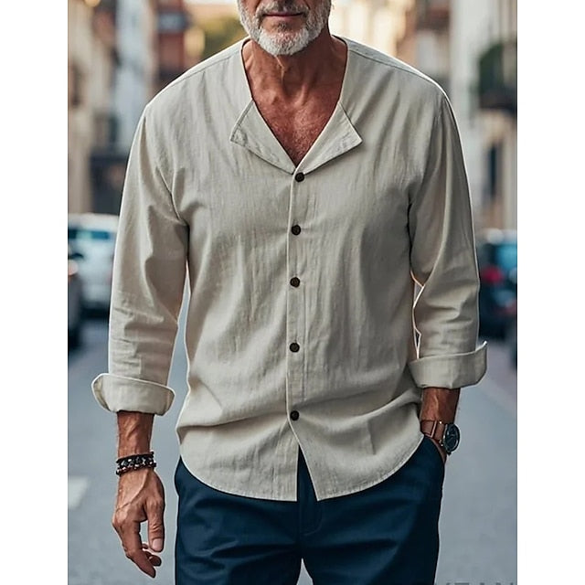 Men's White Cotton Shirt Linen